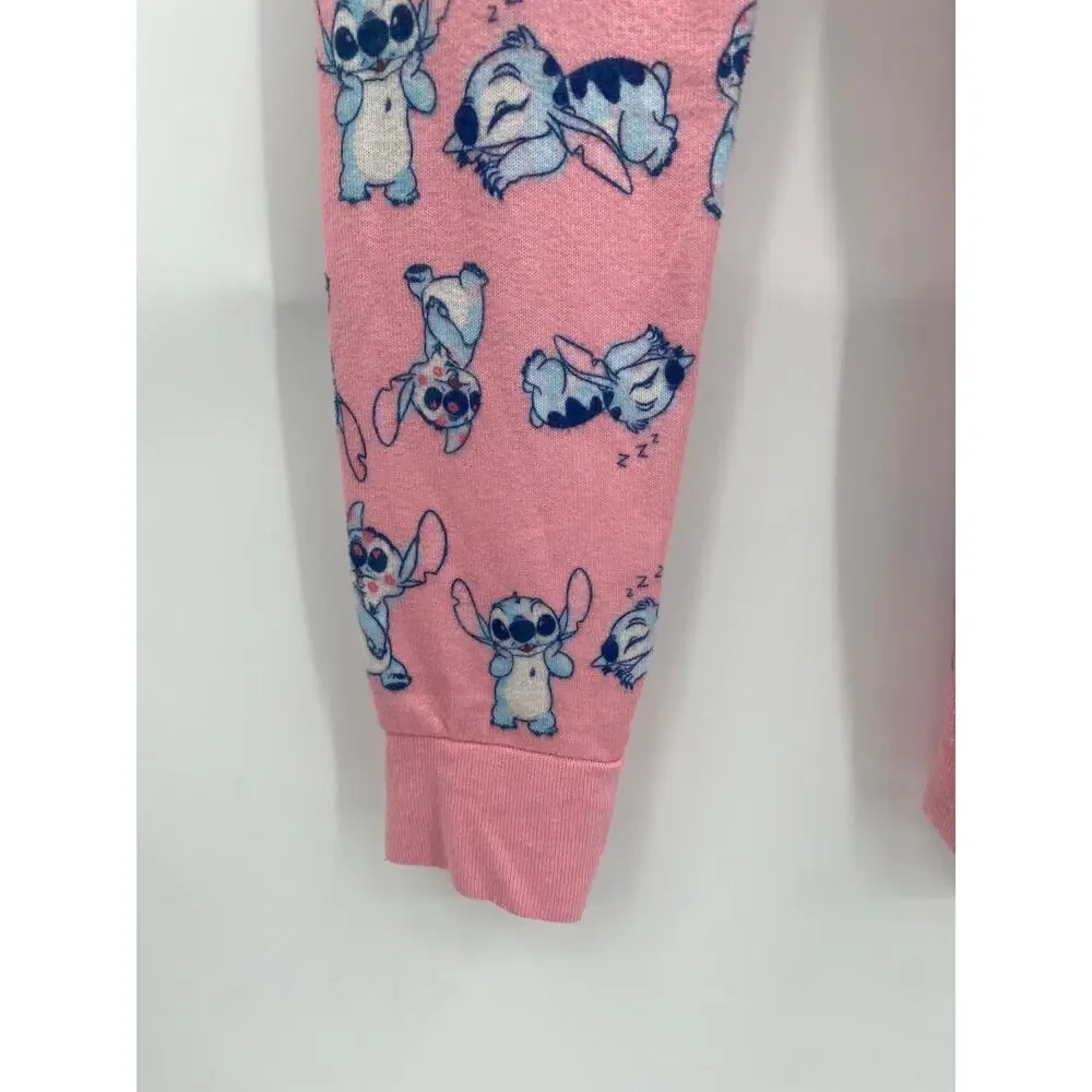 Stitch Pink Pajama Pants Jogger Disney Cozy Pjs size 8